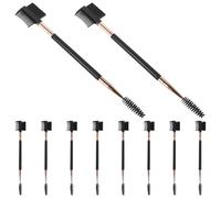 jojofuny 10Pcs Dual-Ended Pet Grooming Comb Set for Dogs and Cats - Mini Lash and Tear Stain Brush - Black Gold Detangler and Eye Discharge Comb for Travel and Home Use