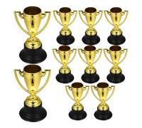jojofuny 10Pcs Golden Mini Award Trophies Plastic Prizes with Black Base for Kids Competitions, Party Games, Kindergarten Rewards, Sports Events