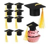jojofuny 10Pcs Mini Graduation Hats Cake Topper Graduation Cap and Scroll Decorations for Party Cakes Cupcakes Lightweight Paper Souvenir Ornaments