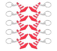 jojofuny 10pcs Miniature Traffic Cone Keychains Sturdy Pvc and Metal Construction Key Rings High Visibility Colour, for Construction Party Favors and Mini Bags