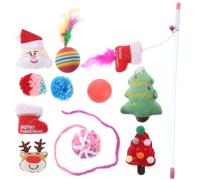 jojofuny 11pcs Christmas Cat Set with Interactive Teaser Sticks and Squeaky Hanging, Festive Kitten Teasing for Indoor Play and Self-Entertainment