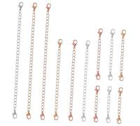 jojofuny 12 Pcs Alloy Necklace and Bracelet Extenders for DIY Jewelry Making Assorted Chains in Gold Silver Rose Gold Compatible with Pendants Anklets and Bracelets Gift for Craft Projects