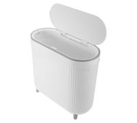 jojofuny 12l Bathroom Rubbish Can with Lid Plastic Trash Bin Featuring Silent Lid Operation and Non-slip Base Space-saving Narrow Design for Bathroom under Sink