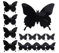jojofuny 12pcs Black Butterfly Wall Stickers PVC Material Easy to Paste and Convenient to Use 3D Simulation for Wall Decoration and Party Decorations Home Art