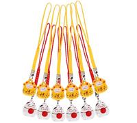 jojofuny 12pcs Cartoon Cat Bell Pendants for Keychain, Copper Lucky Cat Hanging Decorations with Small Bells, Random Color Keychain Ornaments for Phone and Bag Accessories