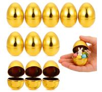 jojofuny 12pcs Golden Easter Eggs 6cm Fillable Plastic Gold Metallic Shiny Finish Empty Shells for Hunt Games Party Favours Kids Classroom Prizes Easter Basket Stuffer Decoration
