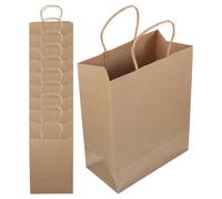 jojofuny 12pcs Kraft Paper Goodie Bags with Handle Design, Lightweight Rustic Style Giftbags for Themed Party and Present Storage, Unique Craft Bags for Birthday Party Supplies