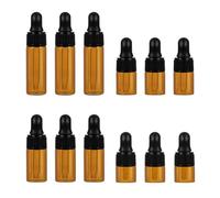 jojofuny 12pcs Mini Dark Brown Glass Dropper Bottles with Lids for Essential Oils, and Liquid - 1ml, 2ml, 3ml, 5ml Refillable Vial Set for Travel and Aromatherapy