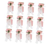 jojofuny 12pcs Romantic Floral Candy Treat Boxes with Ribbon Predecorated Creative Packaging for Wedding Anniversary Birthday Bridal Shower Party Supplies