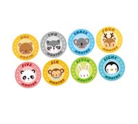 jojofuny 12pcs round Baby Monthly Milestone Stickers, Cute Animal Pattern, Self-adhesive Photo Props for Newborn Growth Tracking, Photography Social Sharing