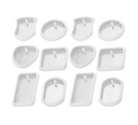 jojofuny 12pcs Silicone Molds for Epoxy Resin DIY Crafts, Easy to Use and Clean, White Silicone Pendant and Key Ring Mold Set for Hand Purse Accessories