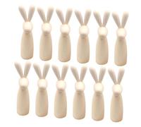 jojofuny 12pcs Unfinished Wood Bunny Peg Doll Set Natural Timber Wood Doll Bodies DIY Crafting Sculpture Ornament for Handmade Projects and Home Decoration