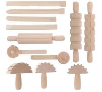 jojofuny 12pcs Wooden Clay Modelling Tools Set: Kids Rolling Pin Set for Dough Crafting Stamping - Plasticine Tools for Creative DIY Activities Crafting