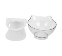 jojofuny 15 Degree Oblique White Cat Bowl with Neck Guard, Ergonomic Plastic Raised Feeder for Easy Cleaning and Viewing, for Cat Feeding