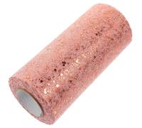 jojofuny 15Cm X 25Yd Rose Gold Sequin Tulle Roll Decorative Gauze Ribbon for Wedding Party Craft DIY Wrapping Ribbon