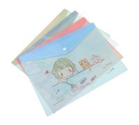 jojofuny 16PCS Document Bag Cartoon File Pouch with Button Closure for School Storage Transparent PP Material Cute Character Design Compact and Folder for Papers and Test