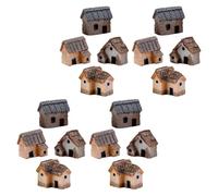 jojofuny 16Pcs Miniature Resin Thatched Cottage Houses with Single Door, Micro Landscape Fairy Garden Ornaments for Bonsai and DIY Mini Village Decorations