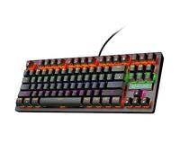 jojofuny 1pc Mechanical Gaming Keyboard Rainbow Backlight Ergonomic Design Keys Usb Wired for Gaming and Office Use Splash Black
