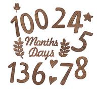 jojofuny 1set Wooden Numbers for Birth Announcements Monthly Photo Props Showers Retro Dark Sign