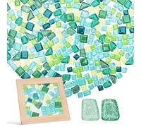 jojofuny 2 Packs Glass Tiles Craft Tiles Handmade DIY Mini Different Shapes Can Be Pasted on Smooth Surfaces Floor Wall Stained Glass Supplies Kit for Mosaic Making