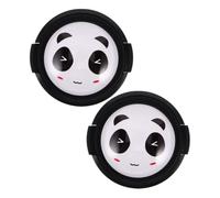jojofuny 2 Pcs 52mm Camera Lens Caps with Textured Pinch Design, Cute Panda Pattern Front Protective Covers, Plastic Material Suitable for Outdoor and Indoor Photography
