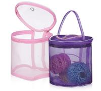 jojofuny 2 Pcs Crochet Hook Organizer Bags with Smooth Zipper and Mesh Design Large Capacity Crochet Yarn Storage for Knitters and Crafters Convenient Access Knitting Supplies Pouch