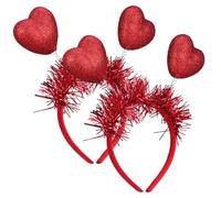 jojofuny 2 Pcs Heart Headband Set for Valentine’s Day Party Cupid Headbands Glitter Funny Heart Hair Accessories for Women and Teens