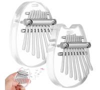 jojofuny 2 Pcs Mini Kalimba Thumb Piano Acrylic 8-note Portable Pocket Finger Piano Easy to Learn Sturdy Musical Instrument and Beginners Gift