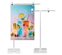 jojofuny 2 Pcs Pop Display Stands Advertising Display Sign Holder Adjustable Height 29-94cm Removable Clip 4.5-28cm Space Saving Storage Strong Stainless Steel and Plastic Construction