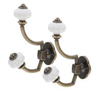 jojofuny 2 Pcs Vintage Zinc Alloy Double Coat Hooks, Wall Mounted Hat Holder, Heavy Duty Clothes Rack for Home Decor