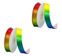 jojofuny 2 Rolls Rainbow Gradient High Density Polyester Ribbon Long Wide Colorful Gift Wrapping Strip for DIY Baking Crafting Flower Cake Decoration and Clothing Accessories
