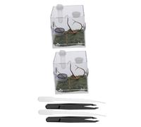 jojofuny 2 Sets Acrylic Reptile Breeding Box with Dropper and Tweezers Clear Jumping Spider Enclosure for Small Reptiles Like Snakes Tarantulas Geckos Crickets and Snails Ventilated Habitat