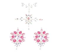 jojofuny 2 Sets Pink Rhinestone Breast Stick on Gems with Peel and Stick Function, Fashionable Shimmery Body Decoration for Carnival and Party