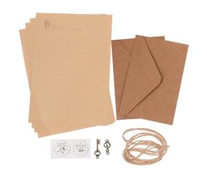 jojofuny 2 Sets Vintage Letter Paper and Envelopes Writing Set with Portable Blank Sheets, Retro Style Stationery Made of Paper with Hemp Rope and Metal, for Poems and Lyrics
