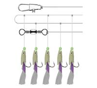 jojofuny 2 Strings Luminous Carbon Steel Fishing Hook String with 5-in-1 Fish Shaped Design for Mackerel and Bass Sea and Freshwater Fishing Accessories