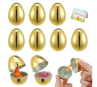 jojofuny 20 Pcs Gold Fillable Easter Eggs 6cm Plastic Empty Containers with Hanging Holes Hinged Snap Closure for Egg Hunt Basket Fillers Party Favours Tree Ornaments