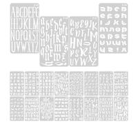 jojofuny 20 Sheets White Pet Craft Plastic Letter Stencils for Painting and Drawing, Reusable A6 Alphabet Templates with Delicate Patterns, Paint Spraying Assistant Tool Without Burr