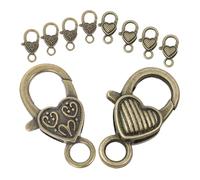 jojofuny 20pcs Heart Shaped Lobster Claw Clasps for DIY Keychains Versatile Keychain Clips Accessories Includes Floral Stripe Patterns for Crafting Key Management