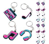 jojofuny 20pcs Music Note Keychain Set with Microphone Keyring Pvc Music Themed Pendant Key Chain Pendant Decorative and Unique Style Accessories