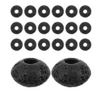 jojofuny 20pcs Natural Black Volcanic Rock Beads with Large Hole Design, Round Essential Oil Diffuser Beads for DIY Crafts and Travel Accessories