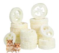 jojofuny 20pcs Natural Loofah Chew Set for Hamsters Small Animal Molar Slices Safe Wooden Pet Chewing for Teeth Grinding and Dental Health