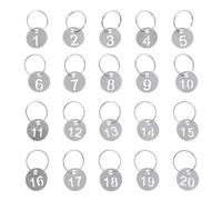 jojofuny 20pcs Stainless Steel Round Number Tags with Rings 23mm Diameter Key Tags Numbered 1-20 for Hotel, Locker and Key Classification