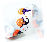 jojofuny 24 pcs Halloween Grosgrain Ribbon Set Wide Assorted Wizard Pumpkin Lantern Patterns for DIY Crafting Gift Wrapping Party Decorations Fade Resistant Material