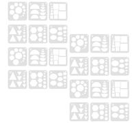 jojofuny 24pcs Drawing Stencil, Geometry Project Template Basic Shapes in White Pet Material, Portable and Easy to Store, for Home Projects and DIY Craft Activities