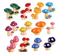 jojofuny 24pcs Miniature Resin Mushroom Ornaments for Fairy Garden Outdoor Decoration Cute Miniature Accessories DIY Craft Durable Resin Figurines Gift