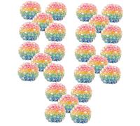 jojofuny 25 Pcs Rainbow Rhinestone Spacer Beads for Jewelry Making Chunky Resin Beads with Smooth Surface and Edges DIY Bracelet Craft Supplies for Adults and Teens