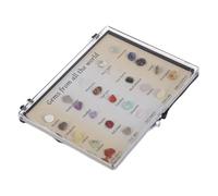 jojofuny 25 Specimen Rock and Mineral Collection Box Compact Acrylic Display Case for Kids Decorative Educational Geology Science Kit with Natural Minerals for Home Display and Storage