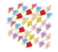 jojofuny 250pcs Mini Ribbon Rose Flower Fabric Mini Artificial Flower Floral Decorative Charm for Crafts Polyester