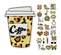 jojofuny 28pcs Leopard Print Iron-on Embroidered Patches Set, Retro Cartoon Animal Appliqué for Clothing, Backpacks, Jackets DIY Decoration and Repair
