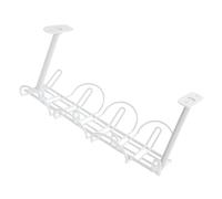 jojofuny 2pcs Abs No-Drill Under Desk Hanging Storage Rack with Traceless Glue and Screws White Organizer Basket for Office Desk Accessories Cable Pen Holder Lightweight and Sturdy Design
